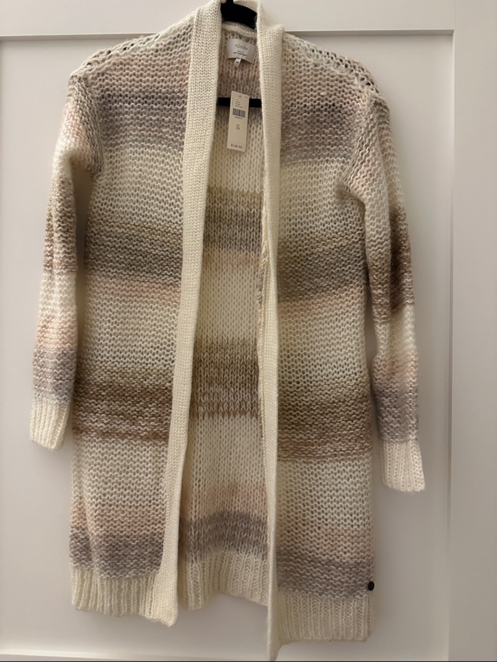 Anthropologie Open-Front Ombre Cardigan in Cream and Brown/Gold